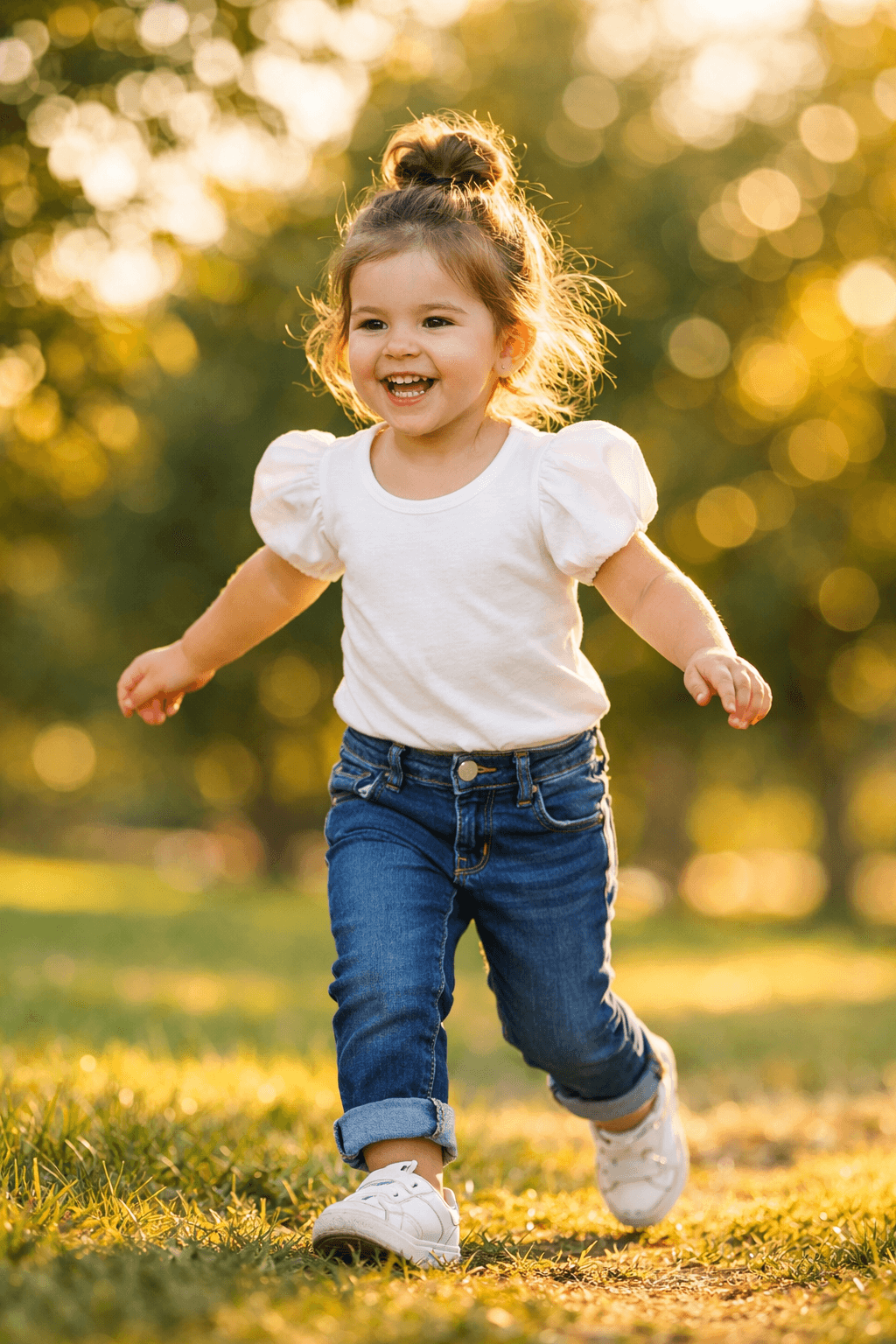 Calças em denim infantil