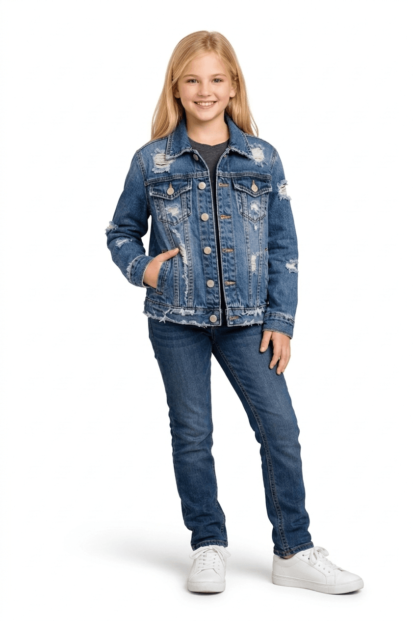 Jaqueta Jeans Feminina Destroyed